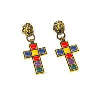 Fashion Vintage Color Long Section Cross Metal Earrings Nhnt151198 main image 5