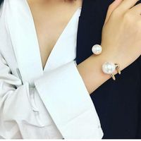 Rétro Imitation Perle Bracelet Ouvert Baroque Bracelet Coréenne Style Simple Ouverture Tous Les-correspondant Gracieux Socialite Bijoux Pour Femmes main image 4