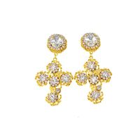 Baroque Girl Crystal Crystal Cross Earrings Nhnt151227 main image 6