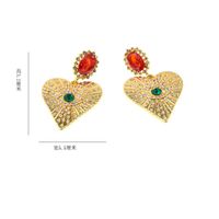 Vintage Flash Diamond Emerald Eye Peach Heart Earrings Nhnt151295 main image 5