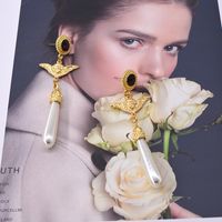 Fashion Girl Angel Cupid Imitation Pearl Earrings Nhnt151311 main image 3
