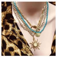 Fashion Exaggerated Lock Flame Multi-layer Necklace Nhct151391 main image 1