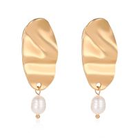 Elliptical Pleated Alloy Pearl Earrings Nhdp151419 main image 1