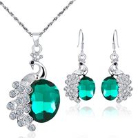 Peacock-studded Multicolor Gemstone Necklace Earrings Set Nhdp151434 main image 11