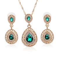 New Drop-shaped Colored Gemstone Earrings Necklace Set Nhdp151440 main image 3