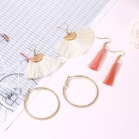 Europäischer Und Amerikanischer Mode Anzug Ohrringe Temperament Rosa Weiße Quaste Kreis Perle Kombination Sechsteiliges Set Übertriebene Ohrringe Ohrringe Frauen main image 6
