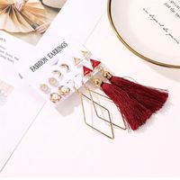 Fashion Pearl Geometry Tassel Earring Set Nhdp151504 main image 5