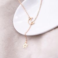 Simple Alloy Moon Star Gold Necklace Nhpf151506 main image 5