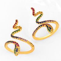 Colored Serpentine Copper Inlay Zircon Ring Nhas151505 main image 1