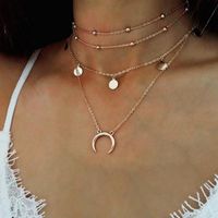 Europäische Und Amerikanische Trend Ige Einzigartige Runde Stück Mond Anhänger Mehr Schicht Ige Runde Perlen Schlüsselbein Halskette Schmuck Fabrik Direkt Vertrieb main image 2