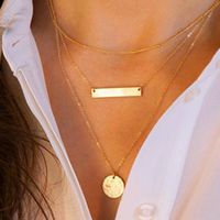 Européen Et Américain À La Mode Ornement De Mode Personnalité Simple Métal Alliage Multi-couche Géométrique Plaquette Pendentif Collier Collier Femmes main image 3