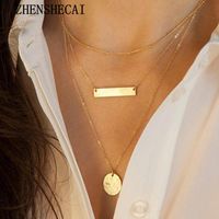 Simple Metal Alloy Multi-layer Geometry Round Necklace Nhpf151528 main image 2