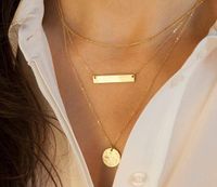 Européen Et Américain À La Mode Ornement De Mode Personnalité Simple Métal Alliage Multi-couche Géométrique Plaquette Pendentif Collier Collier Femmes main image 5