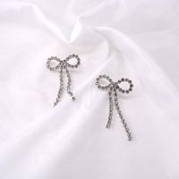 Rhinestone Claw Chain Tassel Bow Earrings Nhnt151339 sku image 1