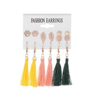 Fashion Cat Claw Leaf Pineapple Tassel Earring Set Nhdp151500 sku image 1