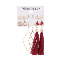 Fashion Pearl Geometry Tassel Earring Set Nhdp151504 sku image 1