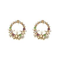 Garland Drip Circle Flower Stud Earrings Nhpf151874 main image 5