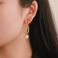 Hot-selling-schmuck Im Europäischen Und Amerikanischen Stil, Modische Einfache Hohle Perlen Ohrringe, Unregelmäßige Wasser Tropfen Ohrringe, Ohrringe Im Großhandel main image 3
