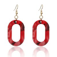 Metal Oval Hollow Colorful Stitching Earrings Nhpf151924 main image 2