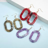 Metal Oval Hollow Colorful Stitching Earrings Nhpf151924 main image 4