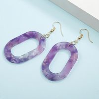 Metal Oval Hollow Colorful Stitching Earrings Nhpf151924 main image 5