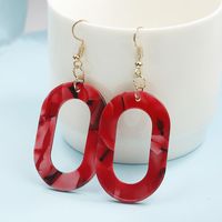 Metal Oval Hollow Colorful Stitching Earrings Nhpf151924 main image 7