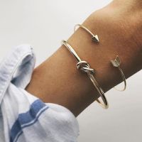 Metal Bracelet Knotted Heart Open Bangles main image 7