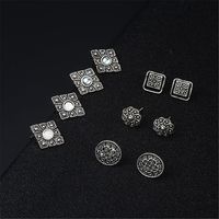 5 Pairs Of Openwork Carved Diamond Gemstone Earrings Set Nhpf151987 main image 3