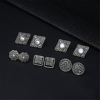 5 Pairs Of Openwork Carved Diamond Gemstone Earrings Set Nhpf151987 main image 5