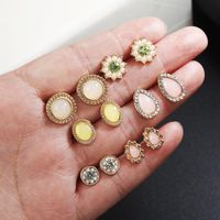 6 Pairs Of New Diamond-studded Stud Earrings Set Nhpf151989 main image 2