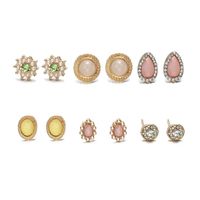 6 Pairs Of New Diamond-studded Stud Earrings Set Nhpf151989 main image 6
