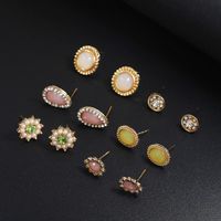 6 Pairs Of New Diamond-studded Stud Earrings Set Nhpf151989 main image 5