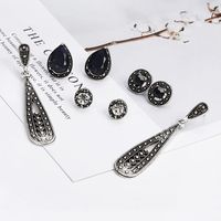 New Black Diamond Long Vintage Zircon Earring Set Nhpf151990 main image 5