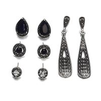 New Black Diamond Long Vintage Zircon Earring Set Nhpf151990 main image 6