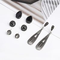 New Black Diamond Long Vintage Zircon Earring Set Nhpf151990 main image 4