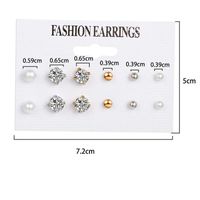 6 Pairs Pearl Diamond Earrings Set Nhpf151993 main image 3