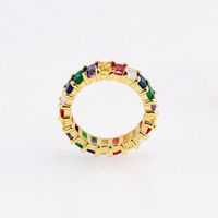 Kreativer Paar Ring Europäischer Und Amerikanischer Mikro-inlay-zirkon-regenbogen Ring Modische Männer Und Frauen Ins Bronze 18k Ring main image 4