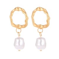 Simple Asian Gold Geometric Wavy Pearl Earrings Nhdp151890 sku image 1