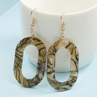 Metal Oval Hollow Colorful Stitching Earrings Nhpf151924 sku image 2