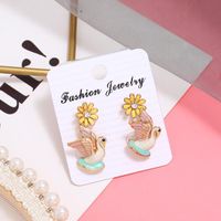 Vintage Exaggerated Flower Bird Alloy Stud Earrings Nhkq152307 main image 4