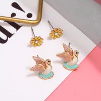 Vintage Exaggerated Flower Bird Alloy Stud Earrings Nhkq152307 main image 5