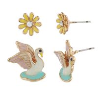 Vintage Exaggerated Flower Bird Alloy Stud Earrings Nhkq152307 main image 6