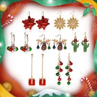 Christmas Snowflakes Ribbon Bell Deer Earrings Nhdp152412 main image 1