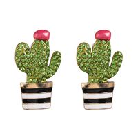 52607 Europäische Und Amerikanische Mode Handgemalte Farbig Glasierte Kaktus-diamant Ohrringe Niedliche Legierung Tropf Öl Blumen Ohrringe Schmuck main image 7