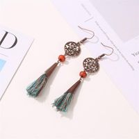 Vintage Openwork Leaf Metal Tassel Earrings Nhdp152461 main image 3