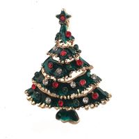 Oil Drop Alloy Colored Diamond Christmas Tree Brooch Nhpv152481 main image 1