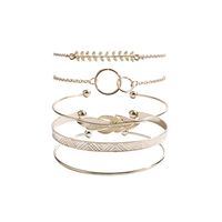 Vintage Pattern Circle Leaf Alloy Bracelet Set Nhpv152527 main image 4