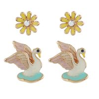 Vintage Exaggerated Flower Bird Alloy Stud Earrings Nhkq152307 sku image 1