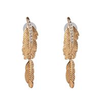 52608 Nouveau Tout-match D'or Plume Goujon Femelle Boucles D'oreilles Européen Et Américain Personnalisé Conception Simple Et Raffinée Boucles D'oreilles Croix-fourniture Transfrontière sku image 1