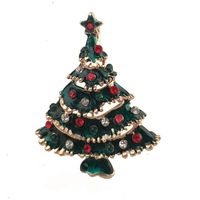 Oil Drop Alloy Colored Diamond Christmas Tree Brooch Nhpv152481 sku image 1